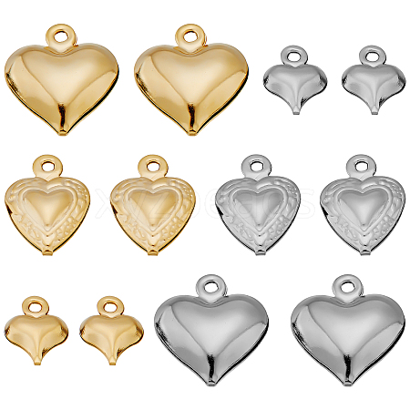 SUNNYCLUE 120Pcs 6 Style Stainless Steel Heart Charms STAS-SC0003-98-1
