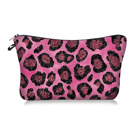 Leopard Print Polyester Cosmetic Zipper Pouches PW-WGDCEF5-02-1