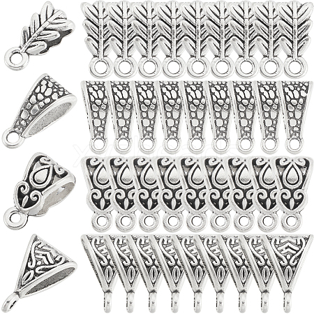 160Pcs 4 Styles Tibetan Style Zinc Alloy Tube Bails TIBE-SP0001-05-1