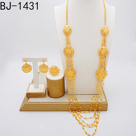 Multi-layer Alloy Pendant Necklacez & Stud Dangle Earrings & Cuff Ringz Sets WGFFF8E-03-1