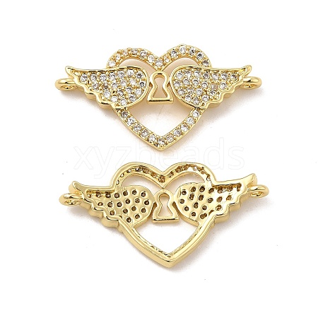 Brass Micro Pave Clear Cubic Zirconia Connector Charms KK-E068-VB344-1