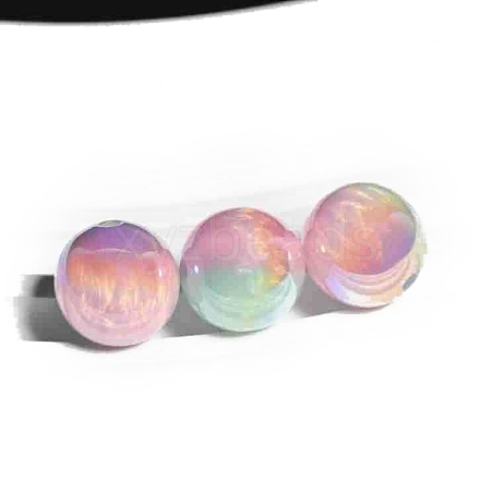 30Pcs Gradient Color & UV Plating Rainbow Iridescent Opaque Resin Beads PW-WG1BD98-09-1