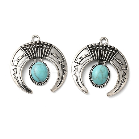 Tibetan Style Alloy Pave Imitation Turquoise Pendants FIND-NH0001-05AS-1