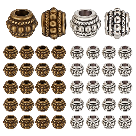 200Pcs 2 Colors Tibetan Style Alloy Beads TIBE-ME0001-15-1