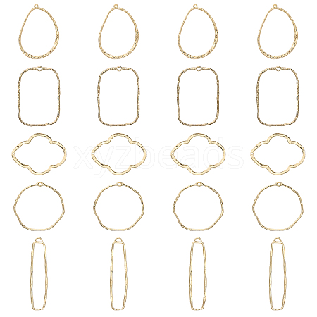 CHGCRAFT 20Pcs 5 Styles Alloy Open Back Bezel Pendants PALLOY-CA0002-44-1