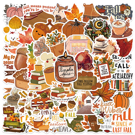 50Pcs PVC Self-Adhesive Stickers of Autumn Scenery and Animals PW-WG07731-01-1