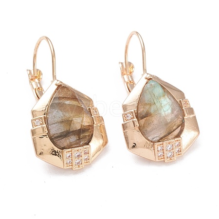 Natural Labradorite Leverback Earrings EJEW-I247-01D-1