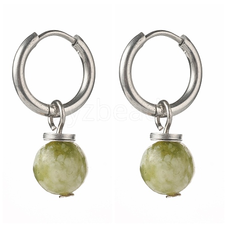 Natural Qinghai Jade Beads Earrings for Girl Women Gift EJEW-JE04607-02-1