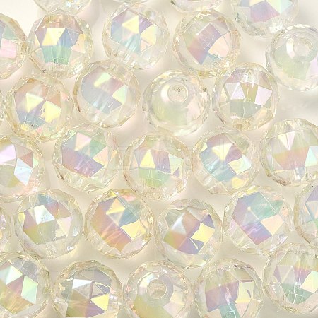 Two Tone UV Plating Rainbow Iridescent Acrylic Beads TACR-D010-06H-1