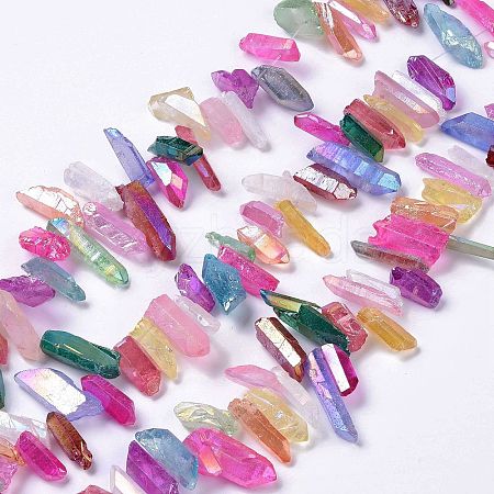 Electroplated Natural Quartz Crystal Beads Strands G-I345-01-1