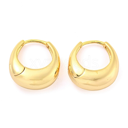 Oval Brass Huggie Hoop Earrings for Women EJEW-M255-02G-1