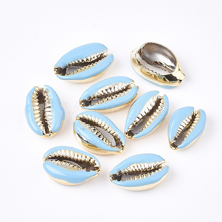 Electroplated Cowrie Shell Beads SSHEL-T008-11G-03-1