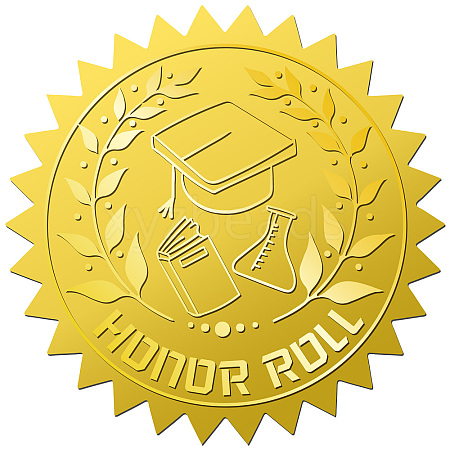 34 Sheets Honor Roll Self Adhesive Gold Foil Embossed Stickers DIY-WH0509-038-1