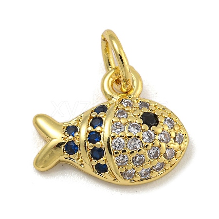 Rack Plating Brass Micro Pave Cubic Zirconia Charms KK-I718-03G-A-1