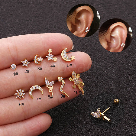 Brass Micro Pave Clear Cubic Zirconia Cartilage Earrings for Women WG50079-10-1