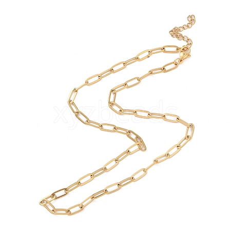 Ion Plating(IP) 304 Stainless Steel Paperclip Chain Necklace for Women X-NJEW-C011-03G-1