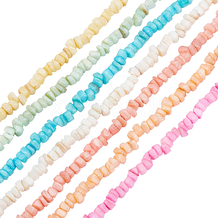 CHGCRAFT 7 Strands 7 Colors Shell Beads Strands BSHE-CA0001-03-1