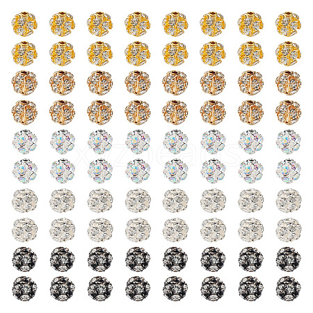 100Pcs 5 Colors Brass Rhinestone Beads KK-TA0002-11A-1