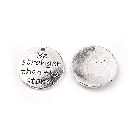 Tibetan Style Alloy Quote Pendants PALLOY-CJ0001-03AS-1