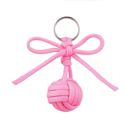 Polyester Braid Ball 304 Stainless Steel Keychains KEYC-JKC01117-02-1