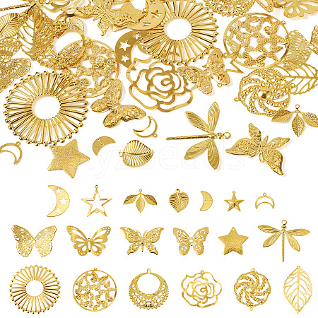 38Pcs 19 Styles Iron Pendants IFIN-TA00001-78-1