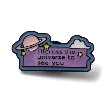 Inspirational Word I'll Cross the Universe to See You & Planet Enamel Pins JEWB-G032-02B-1