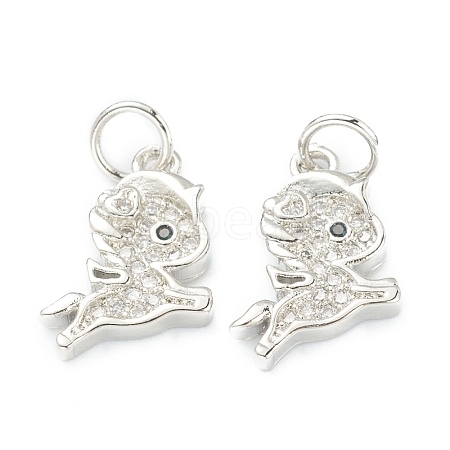 Brass Micro Pave Clear Cubic Zirconia Charms ZIRC-B010-35P-1