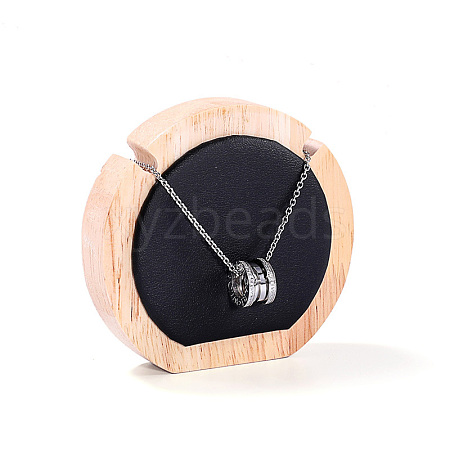 Round Wood Covered with PU Leather One Necklace Display Stands PAAG-PW0008-005A-02-1