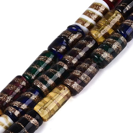 Handmade Gold Sand Lampwork Beads Strands LAMP-Q041-02-1