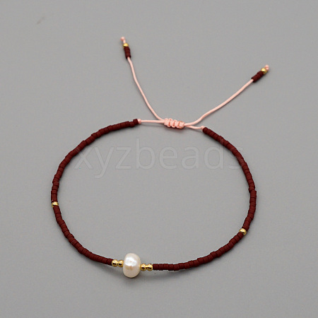 Adjustable Glass Seed Bead Braided Bead Bracelets for Women VT9382-15-1