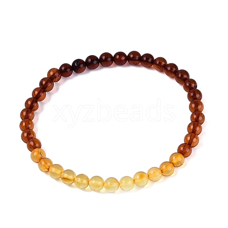 Natural Amber Beaded Stretch Bracelets BJEW-N041-04B-01-1