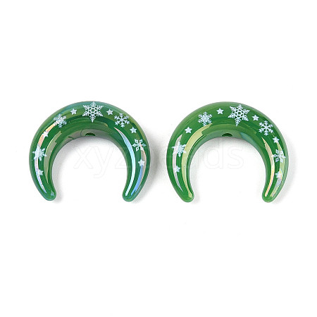 Christmas UV Plating Printed Opaque Acrylic Beads MACR-N018-07C-1