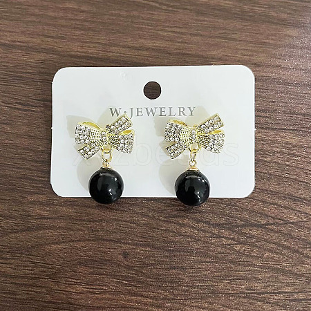 Alloy Crystal Rhinestone Bowknot Dangle Stud Earrings FS-WG0E442-03-1