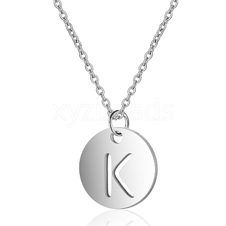 Non-Tarnish 201 Stainless Steel Initial Pendants Necklaces NJEW-S069-TN507-K-1