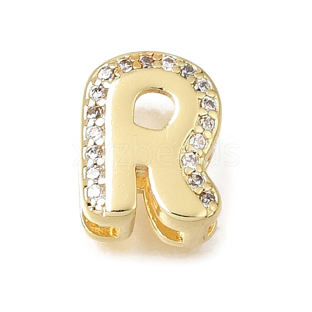 Brass Micro Pave Clear Cubic Zirconia Initial Spacer Bars KK-E802-34G-R-1