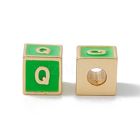 Rack Plating Brass Enamel Beads KK-B060-04G-02Q-1