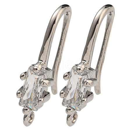 Brass Pave Clear Cubic Zirconia Earring Hooks KK-R149-20P-1