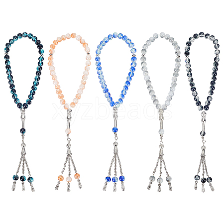 5Pcs 5 Colors Alloy Charm Bracelets BJEW-PH0004-68-1