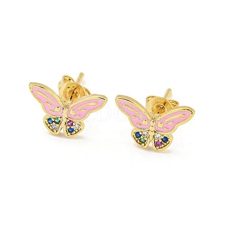 Butterfly Real 18K Gold Plated Brass Stud Earrings EJEW-L269-096G-02-1