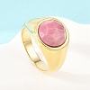 304 Stainless Steel Natural Rhodochrosite Finger Rings RJEW-F203-02G-02-1