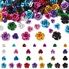 150Pcs 3 Styles Aluminum 3D Rose Flower FALUM-YW0001-02-1