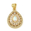 Rack Plating Brass Pave Cubic Zirconia Pendants KK-U029-28G-04-1