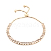 Brass Pave Clear Cubic Zirconia Horse Eye Box Chain Slider Bracelets BJEW-B094-06B-G-1