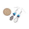 Natural & Synthetic Mixed Stone Hamsa Hand Dangle Earrings EJEW-JE06149-3