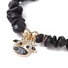 Natural Obsidian Chips Stretch Bracelets BJEW-JB09754-04-3