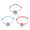 Alloy Web with Feather Beaded Cord Bracelet for Women BJEW-JB08278-1