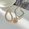 2Pcs 2 Styles Alloy & Iron & Crystal Rhinestone Charm Bracelets & Curb Chain Bracelets for Women FS-WGBE51F-01-4