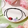 Handmade Flower Ladybird Glass Seed Braided Bead Bracelet BJEW--MZ00105-02-3