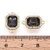 Brass Micro Pave Clear Cubic Zirconia and Glass Connector Charms X-KK-N287-28G-3