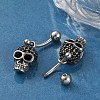 Skull 316 Surgical Stainless Steel Dangle Belly Button Rings EJEW-G416-02AS-3